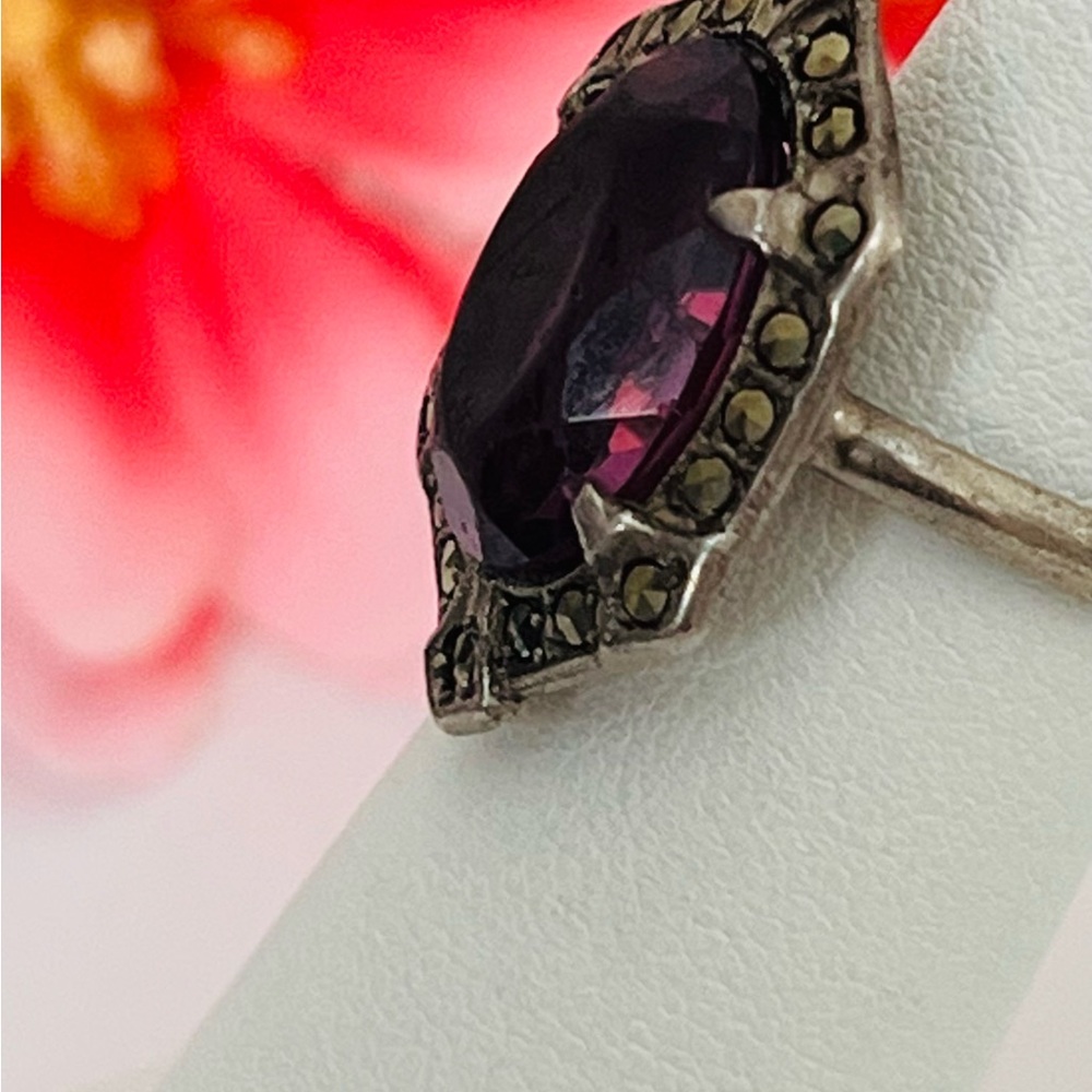 Sterling Silver Ring With Translucent Purple Ston… - image 5